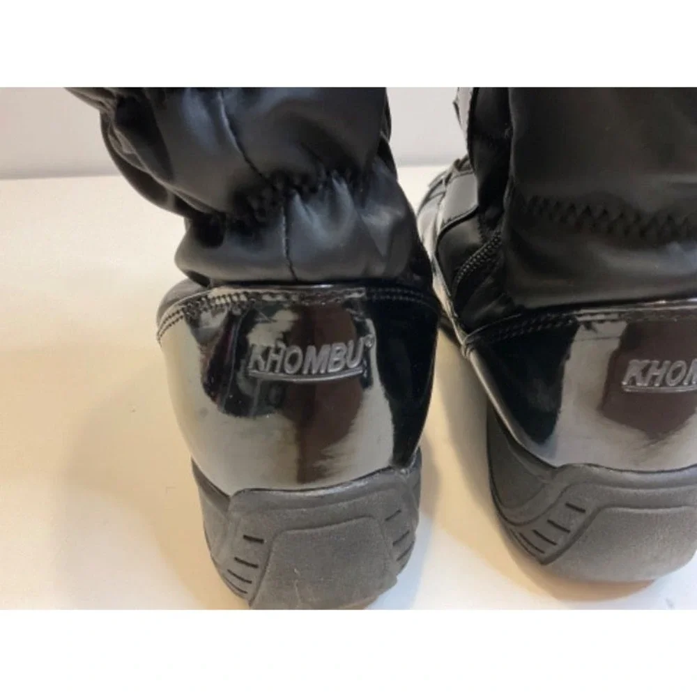 Khombu Winter Boots Womens Black Excellent Waterproof Faux Fur Lined Quilted